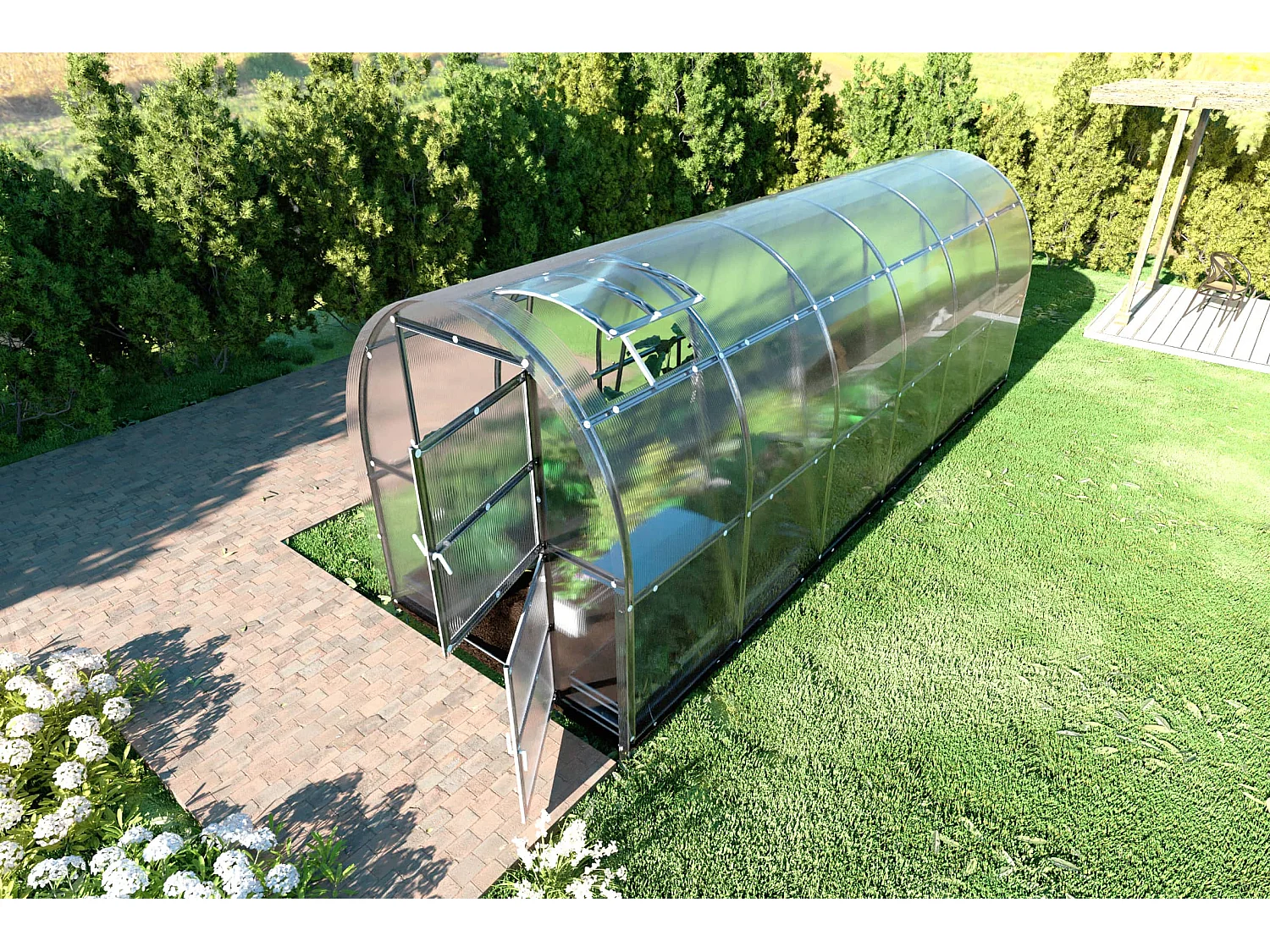 Klasika Greenhouses Slim KLASIKA Gewächshaus 12m² 2m x 6m Mit 6 mm Polycarbonatabdeckung