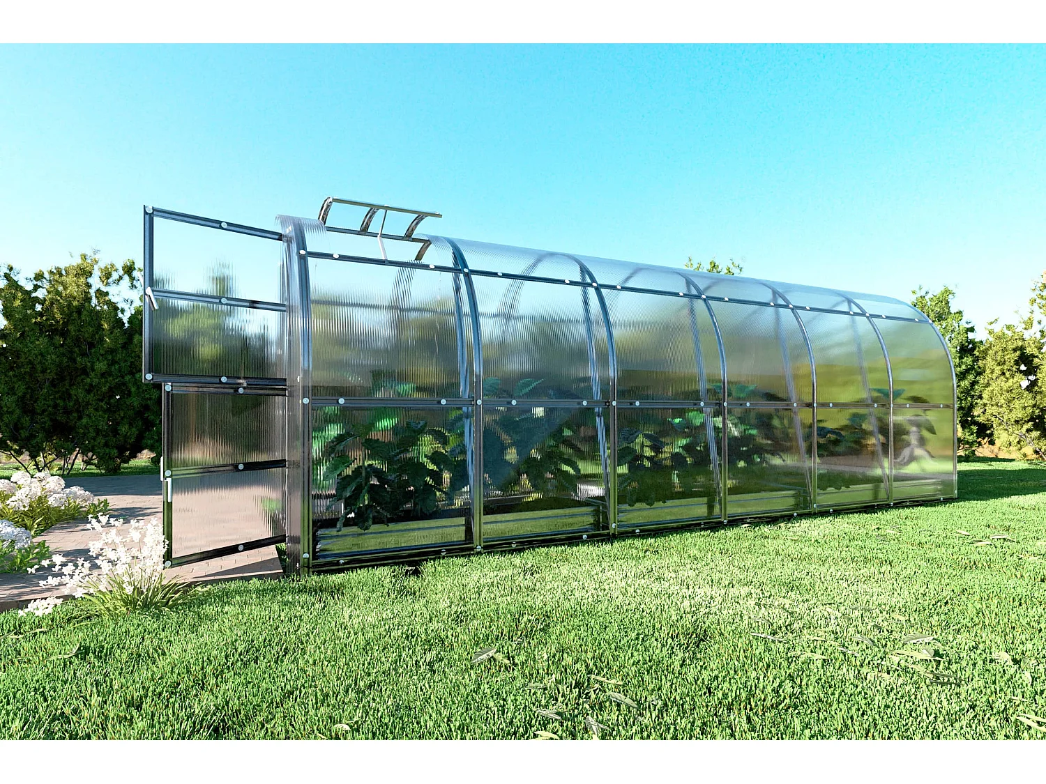 Klasika Greenhouses Slim KLASIKA Gewächshaus 12m² 2m x 6m Mit 6 mm Polycarbonatabdeckung