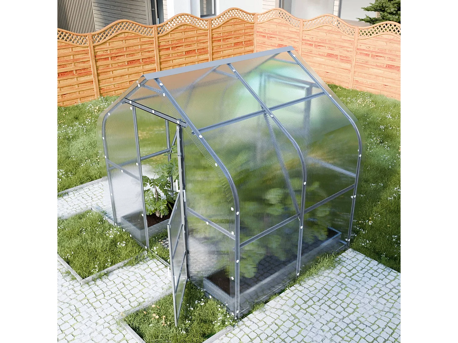 Klasika Greenhouses Drop KLASIKA Gewächshaus 5m² 2,5m x 2m Mit 6 mm Polycarbonatabdeckung