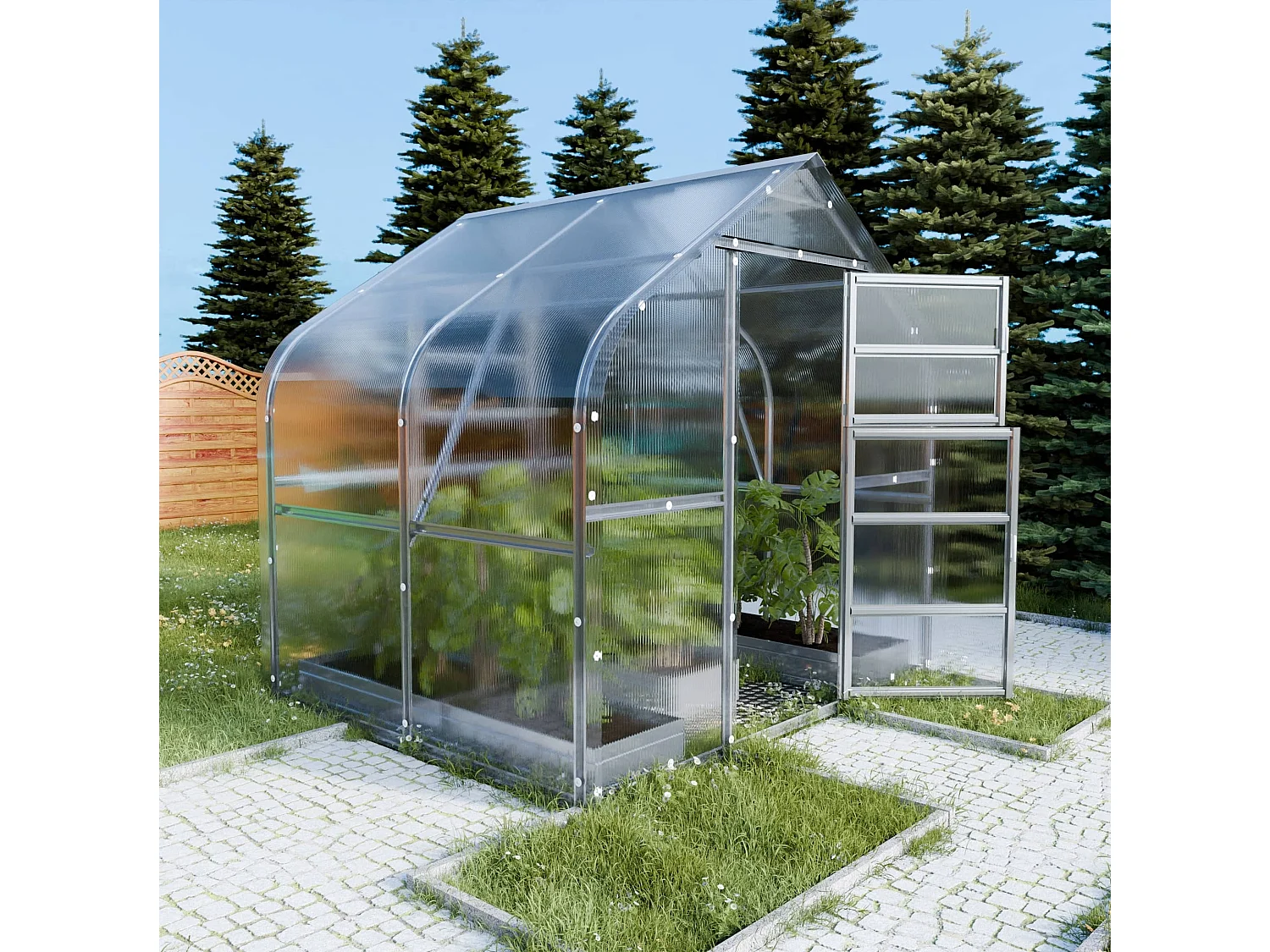 Klasika Greenhouses Drop KLASIKA Gewächshaus 5m² 2,5m x 2m Mit 4 mm Polycarbonatabdeckung