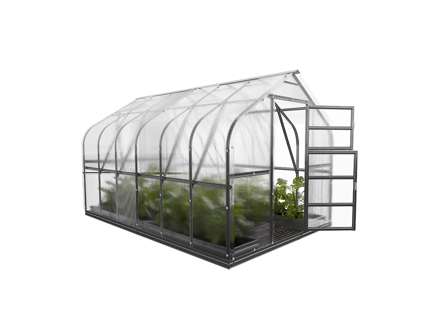 KLASIKA Standard PREMIUM 10m2 Gewächshaus aus Polycarbonat mit Automatischen Dachöffnungen und Bewässerungssystem