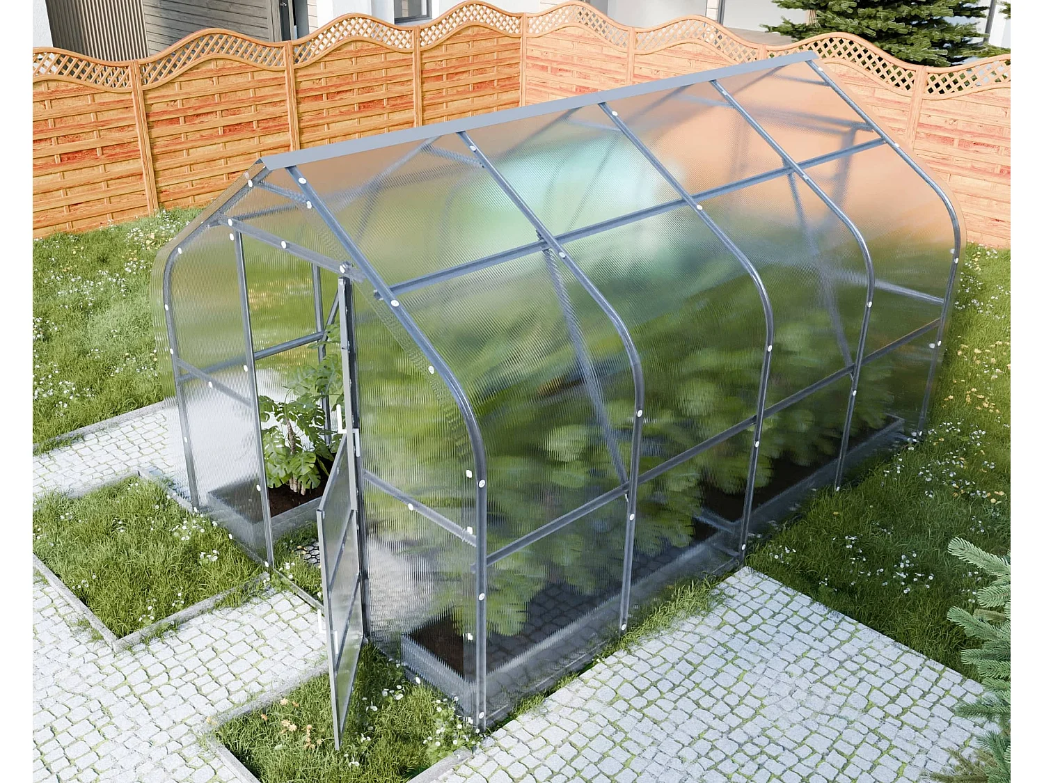 Klasika Greenhouses Drop KLASIKA Gewächshaus 10m² 2,5m x 4m Mit 4 mm Polycarbonatabdeckung