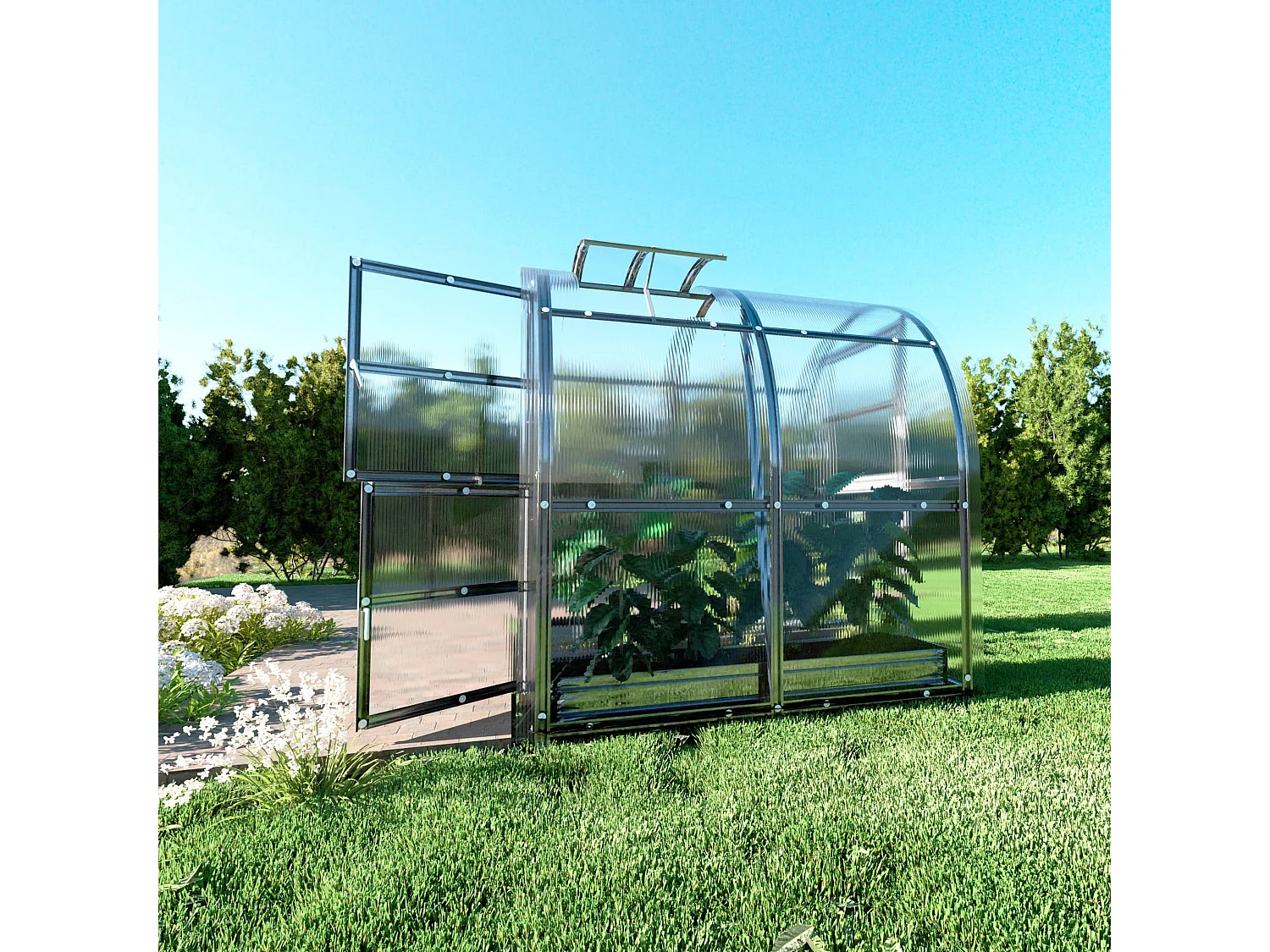Klasika Greenhouses Slim KLASIKA Gewächshaus 4m² 2m x 2m Mit 6 mm Polycarbonatabdeckung