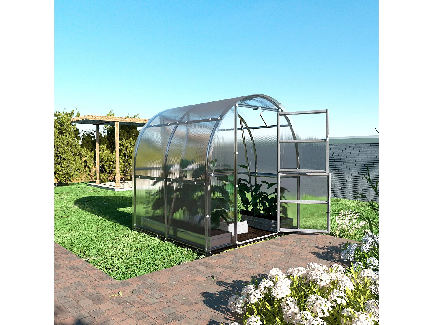 Klasika Greenhouses Slim KLASIKA Gewächshaus 4m² 2m x 2m Mit 6 mm Polycarbonatabdeckung