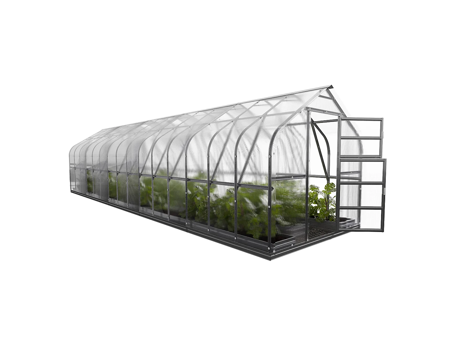Klasika Greenhouses Standart KLASIKA Gewächshaus 25m² 2,5m x 10m Mit 4 mm Polycarbonatabdeckung & 5 Dachfensters