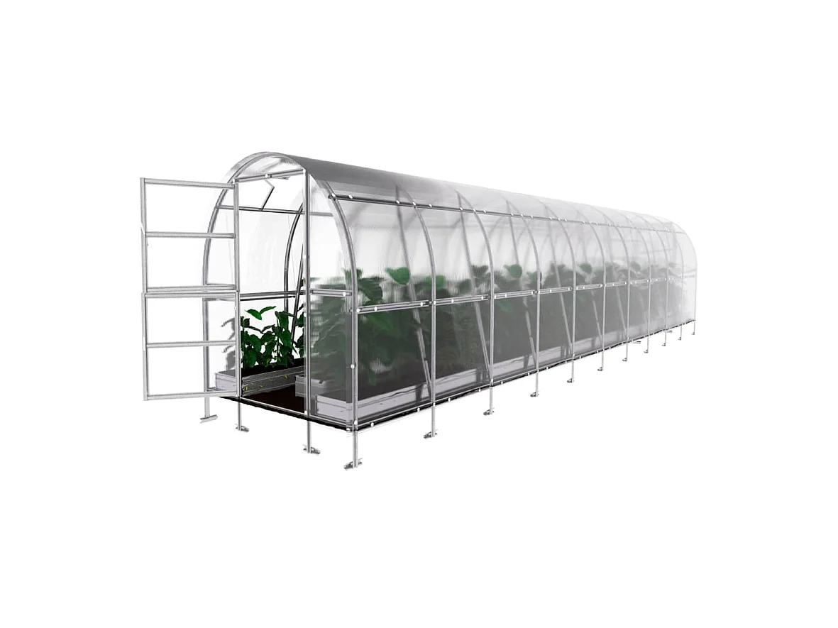 Klasika Greenhouses Slim KLASIKA Gewächshaus 20m² 2m x 10m Mit 4 mm Polycarbonatabdeckung