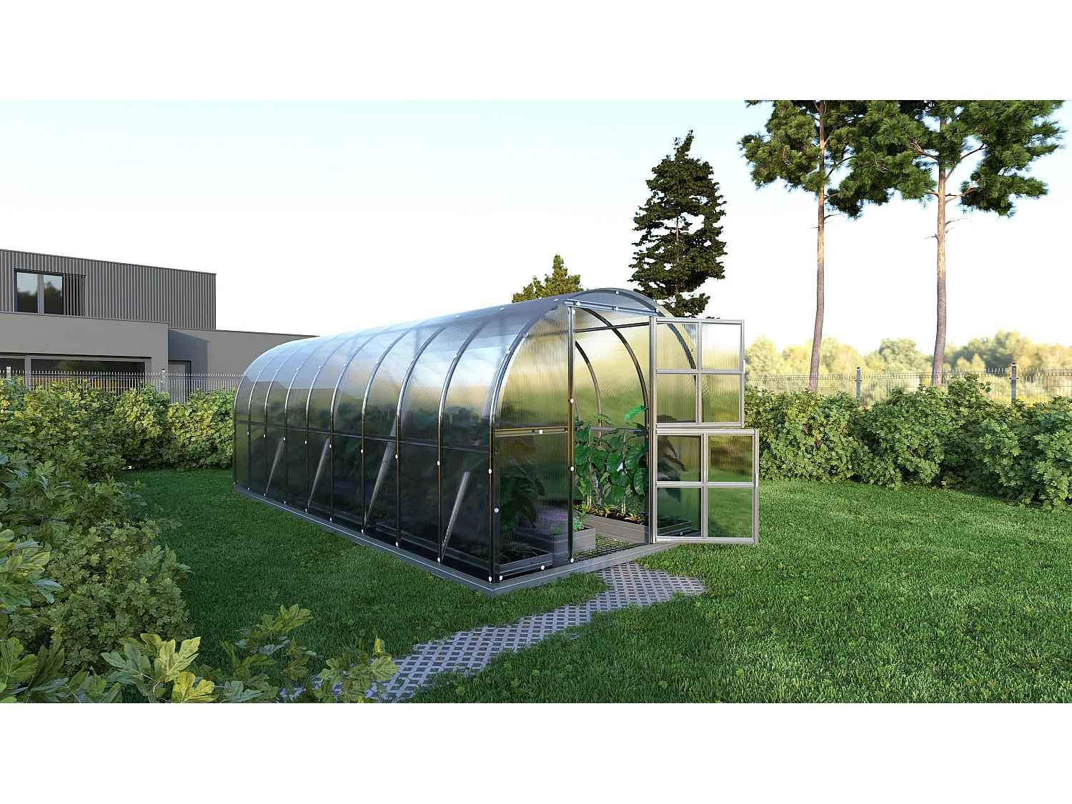 Klasika Greenhouses Arch KLASIKA Gewächshaus 18m² 3m x 6m Mit 4 mm Polycarbonatabdeckung