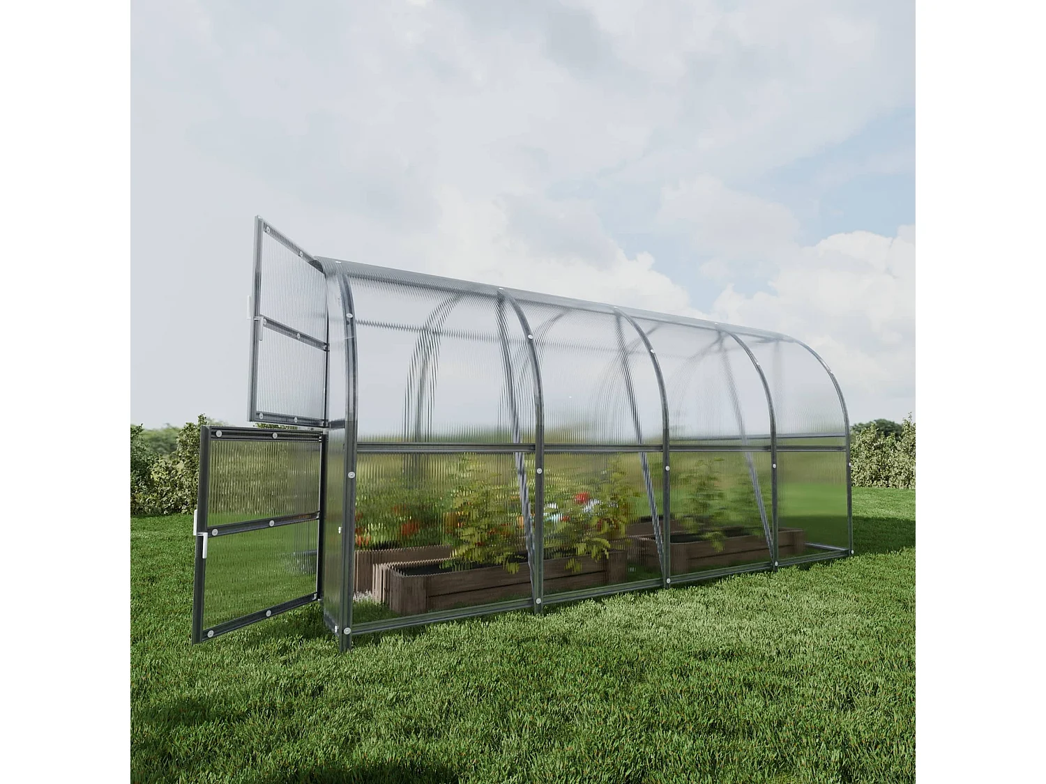 KLASIKA BALTIC LT EXTRA 3x4m Gewächshaus mit Polycarbonat-Abdeckung, Zubehör und Stahlrahmen