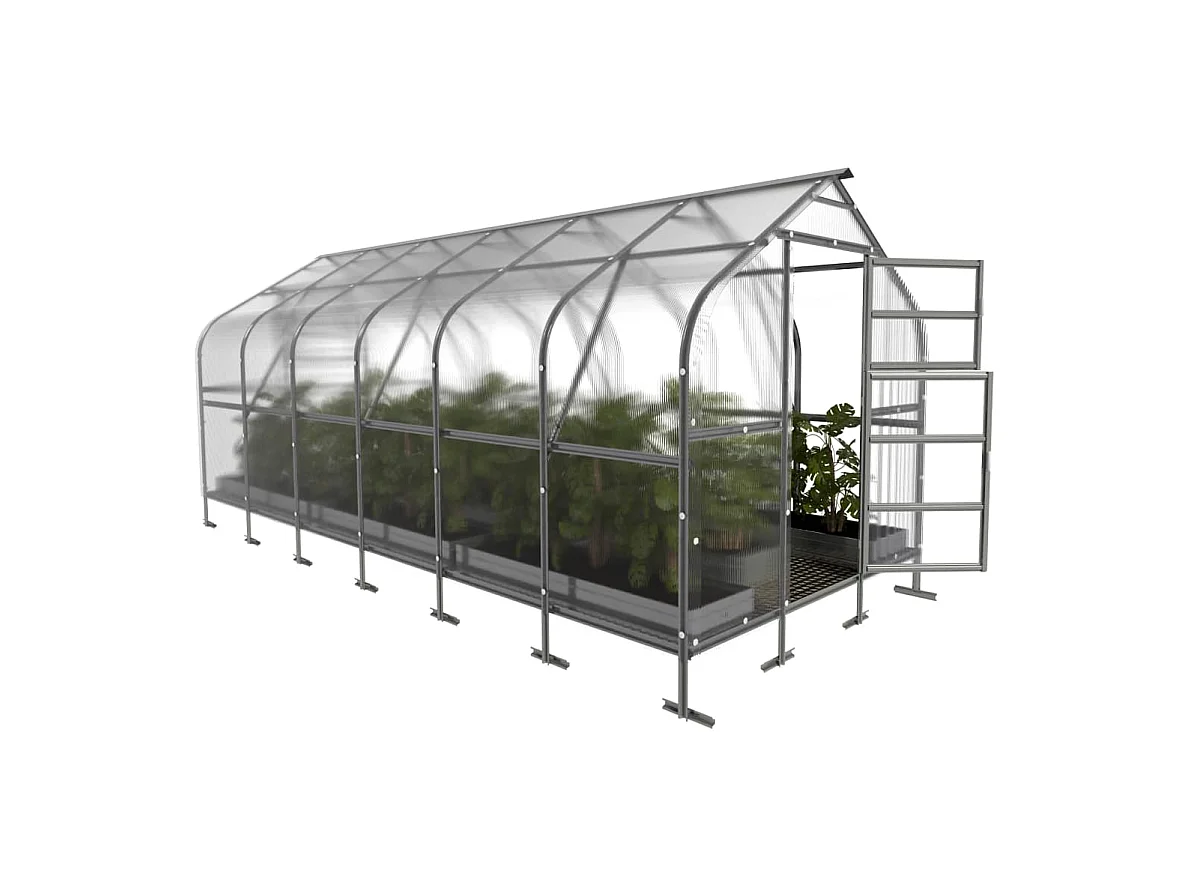 Klasika Greenhouses Drop KLASIKA Gewächshaus 15m² 2,5m x 6m Mit 4 mm Polycarbonatabdeckung