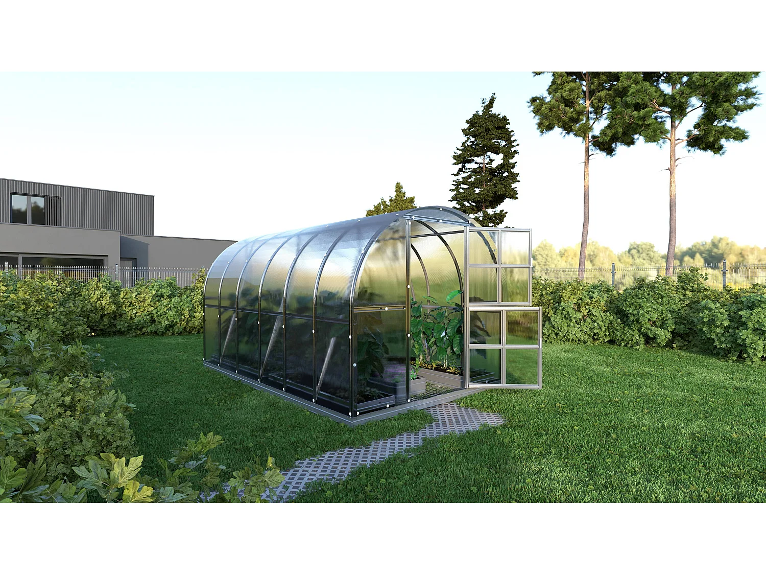 Klasika Greenhouses Arch KLASIKA Gewächshaus 12m² 3m x 4m Mit 4 mm Polycarbonatabdeckung