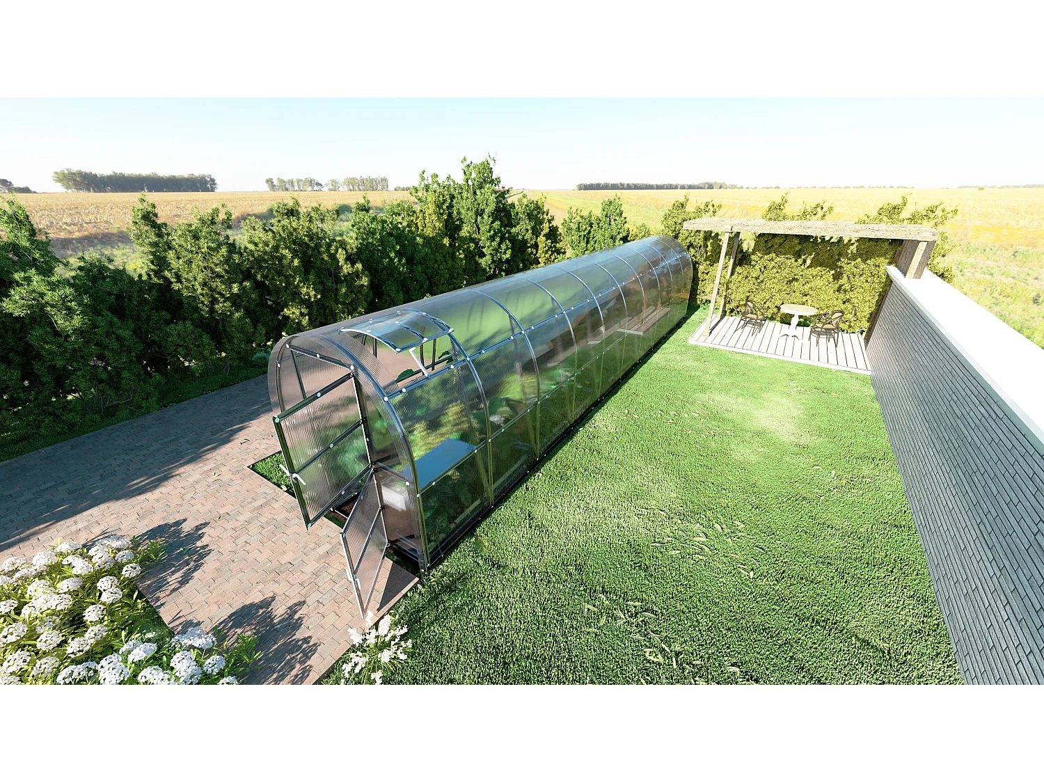 Klasika Greenhouses Slim KLASIKA Gewächshaus 24m² 2m x 12m Mit 6 mm Polycarbonatabdeckung