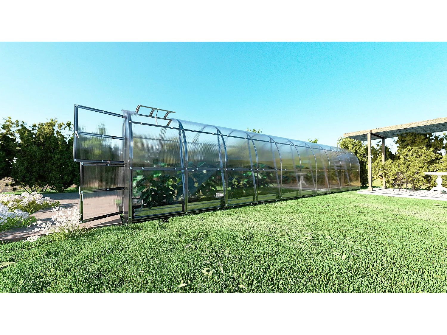 Klasika Greenhouses Slim KLASIKA Gewächshaus 24m² 2m x 12m Mit 6 mm Polycarbonatabdeckung