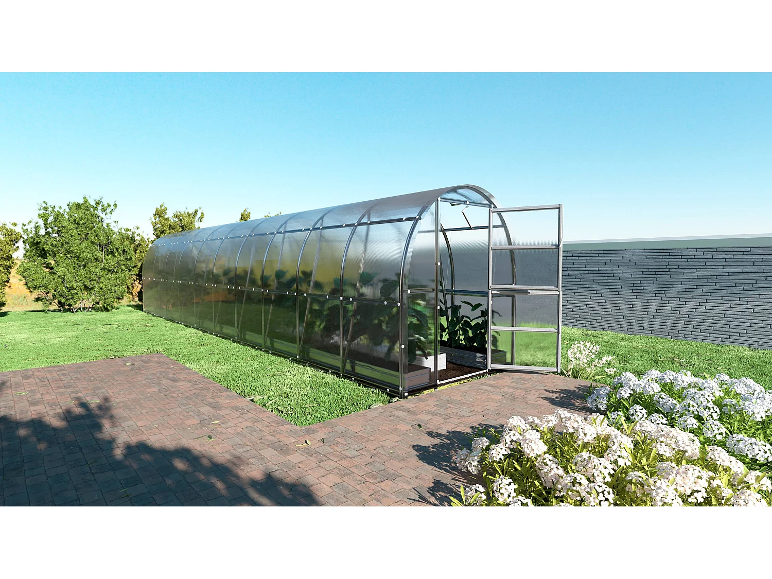 Klasika Greenhouses Slim KLASIKA Gewächshaus 24m² 2m x 12m Mit 6 mm Polycarbonatabdeckung