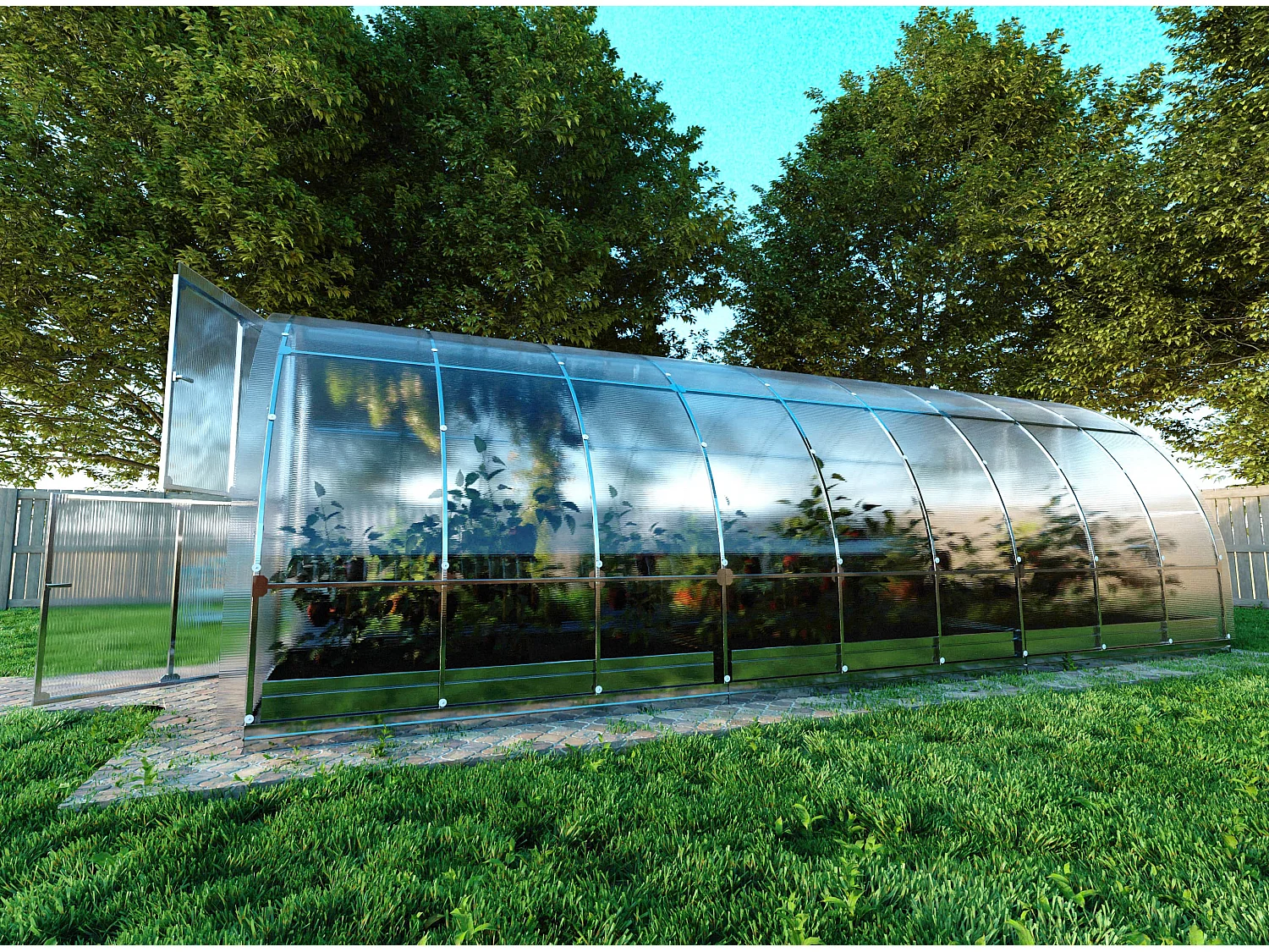 Klasika Greenhouses Tube KLASIKA Gewächshaus 18m² 3m x 6m Mit 6 mm Polycarbonatabdeckung