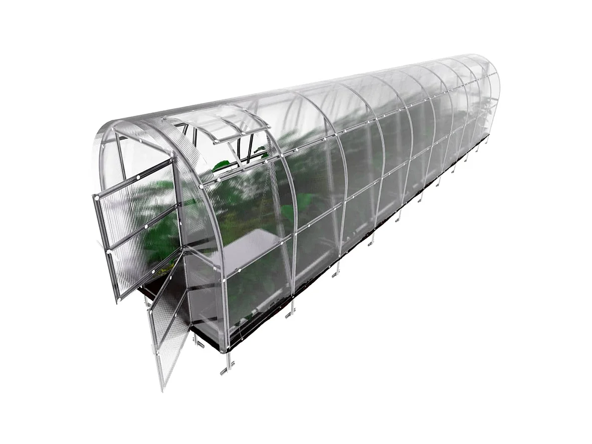 Klasika Greenhouses Slim KLASIKA Gewächshaus 24m² 2m x 12m Mit 4 mm Polycarbonatabdeckung