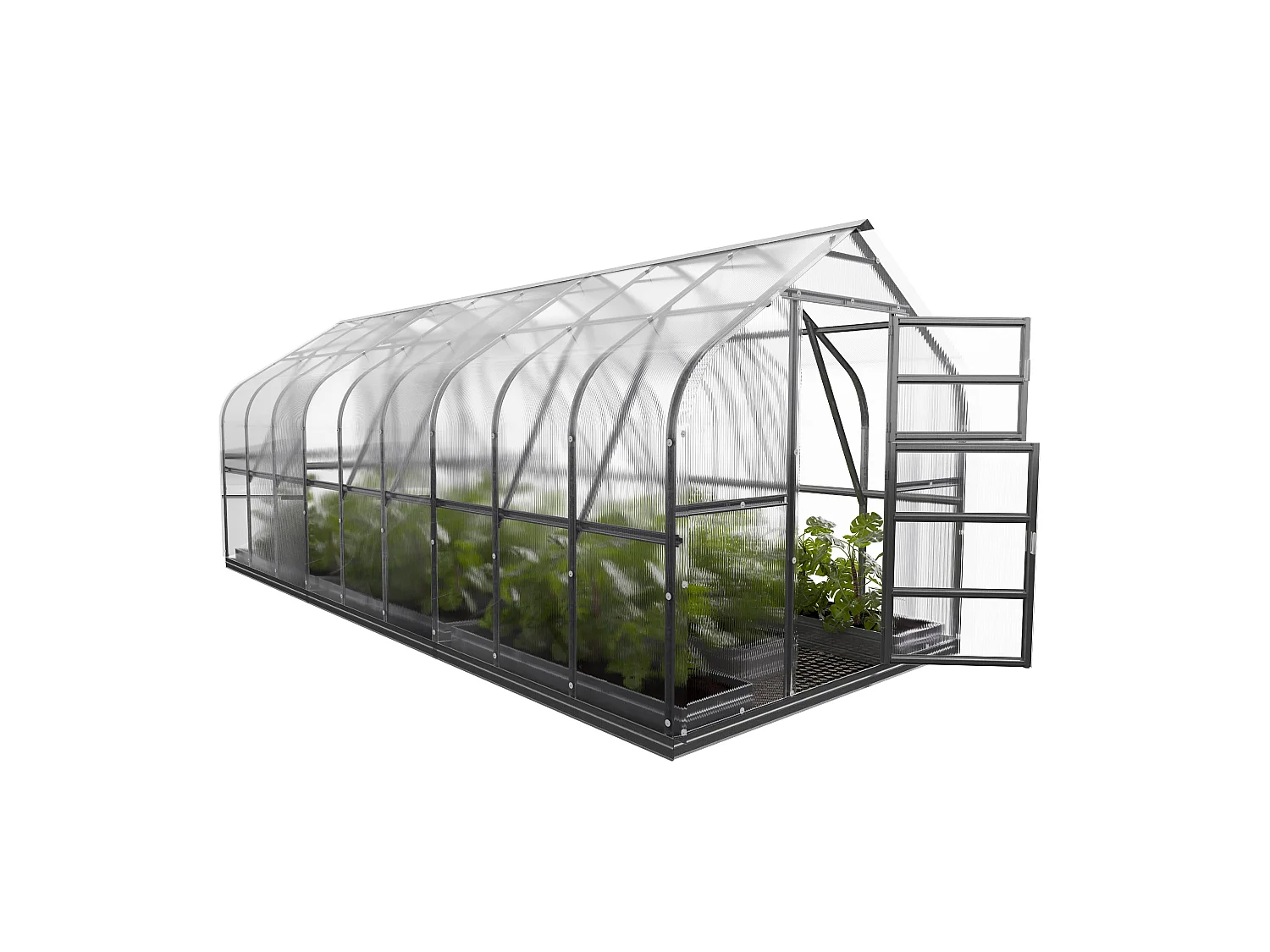 KLASIKA Standard PREMIUM 15m2 Gewächshaus mit Polycarbonat-Abdeckung, Automatischen Dachluken, Stahlrahmen