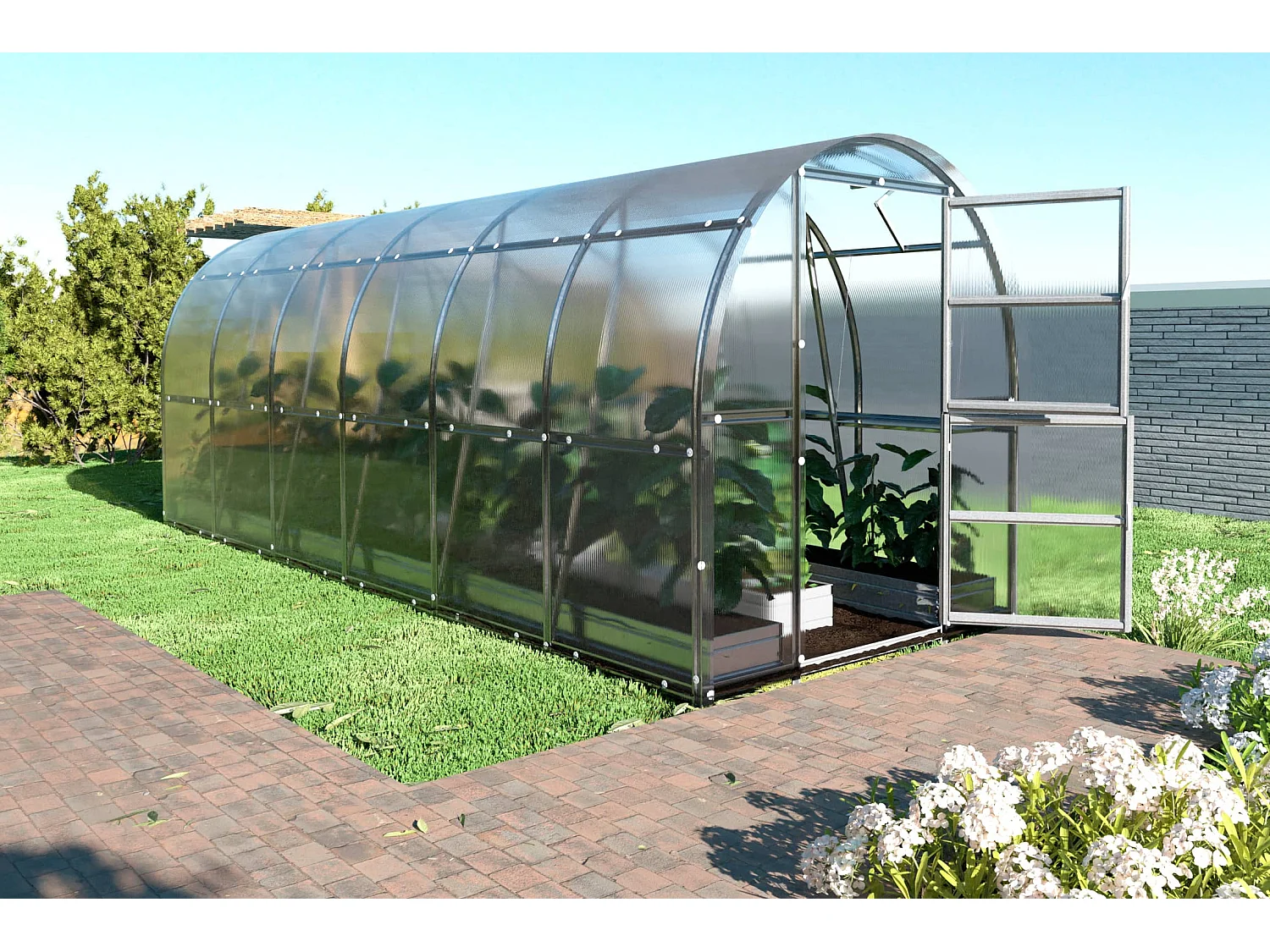 Klasika Greenhouses Slim KLASIKA Gewächshaus 12m² 2m x 6m Mit 4 mm Polycarbonatabdeckung