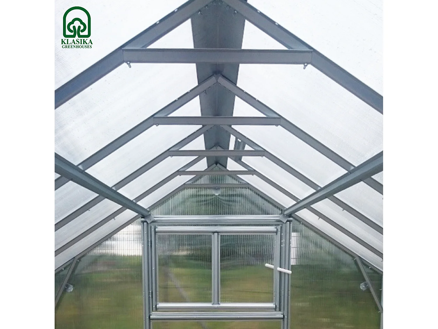 KLASIKA HOUSE PREMIUM 2.35 x 4.12m Gewächshaus aus Polycarbonat in Grün mit Automatischen Funktionen und Hochwertigen Materialien