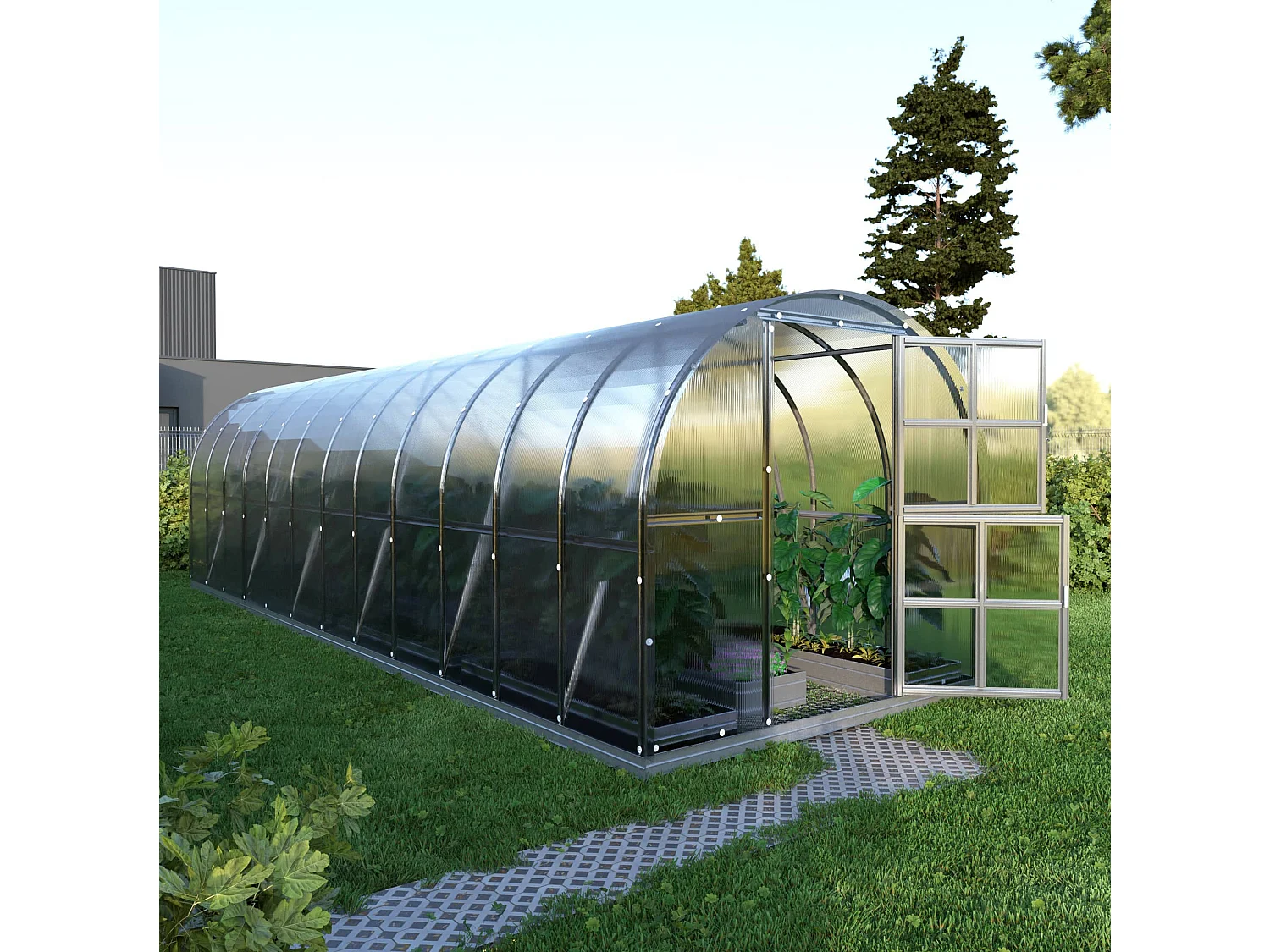 Klasika Greenhouses Arch KLASIKA Gewächshaus 24m² 3m x 8m Mit 6 mm Polycarbonatabdeckung