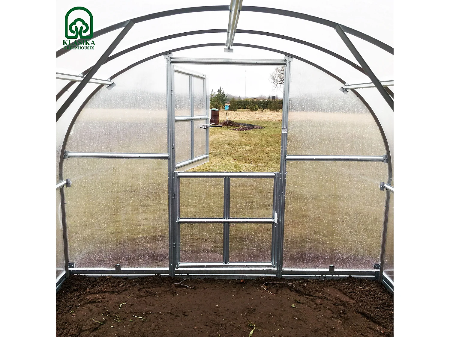 KLASIKA ARCH PREMIUM 3 x 6m Gewächshaus aus Polycarbonat mit Zubehör, Stahlrahmen, Silberfarbe