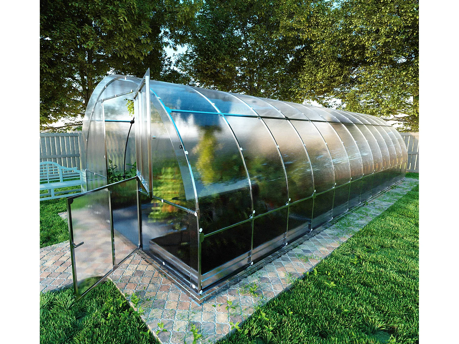 Klasika Greenhouses Tube KLASIKA Gewächshaus 24m² 3m x 8m Mit 4 mm Polycarbonatabdeckung