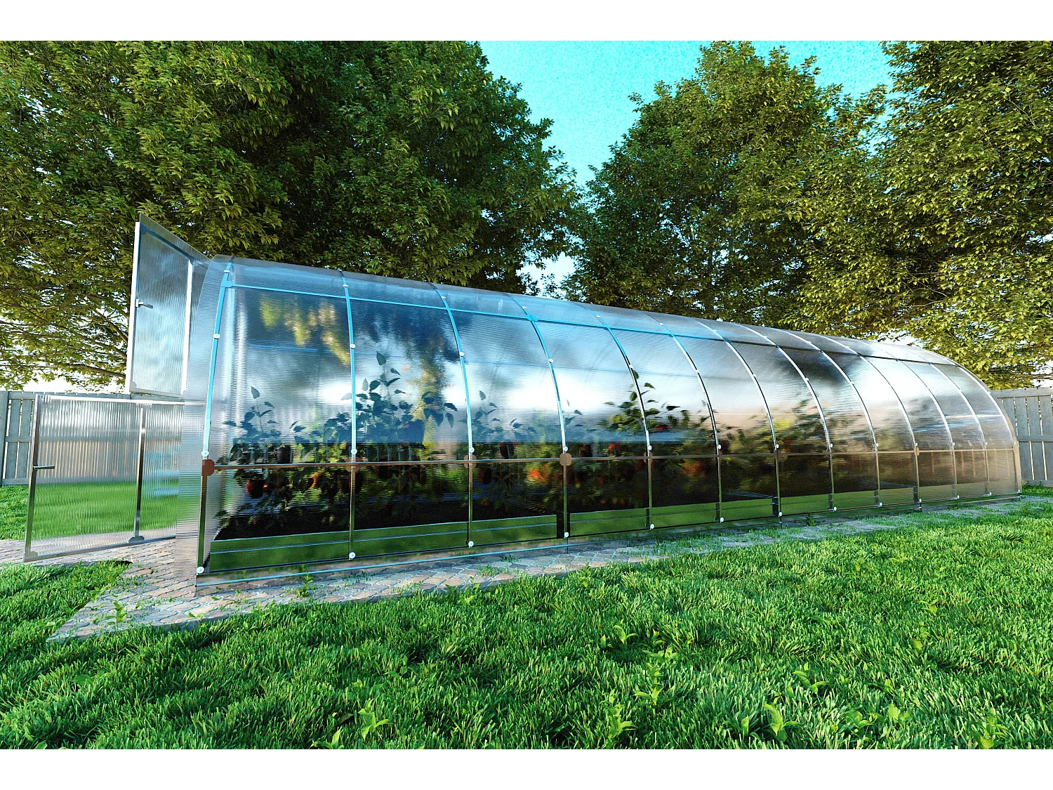 Klasika Greenhouses Tube KLASIKA Gewächshaus 24m² 3m x 8m Mit 4 mm Polycarbonatabdeckung