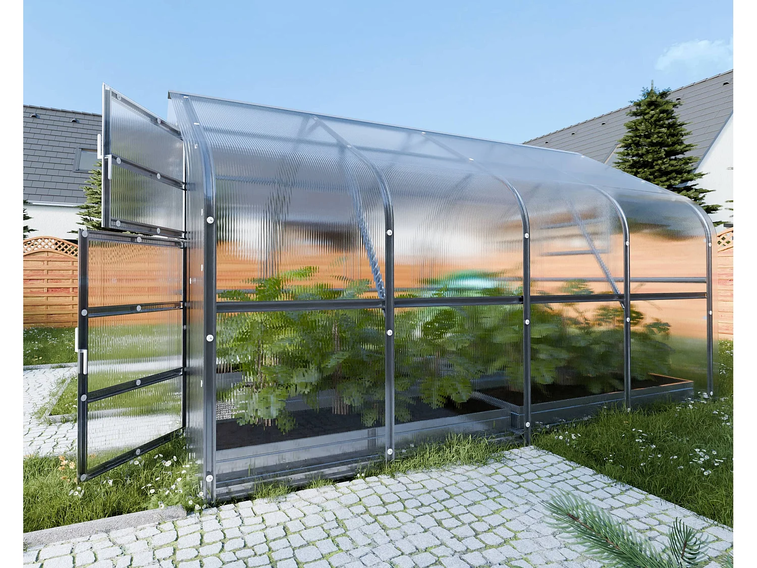Klasika Greenhouses Drop KLASIKA Gewächshaus 10m² 2,5m x 4m Mit 6 mm Polycarbonatabdeckung