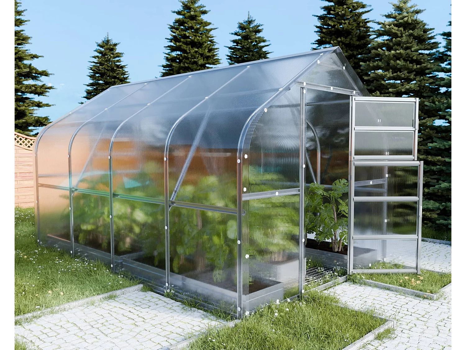 Klasika Greenhouses Drop KLASIKA Gewächshaus 10m² 2,5m x 4m Mit 6 mm Polycarbonatabdeckung