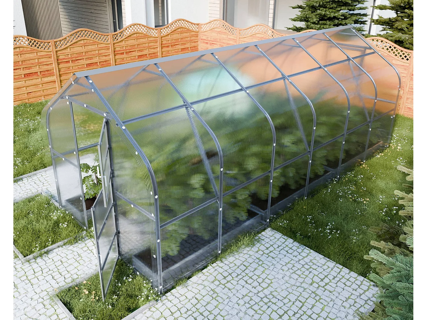Klasika Greenhouses Drop KLASIKA Gewächshaus 15m² 2,5m x 6m Mit 6 mm Polycarbonatabdeckung