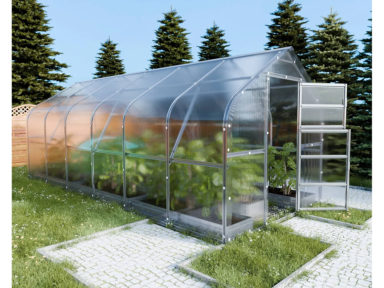 Klasika Greenhouses Drop KLASIKA Gewächshaus 15m² 2,5m x 6m Mit 6 mm Polycarbonatabdeckung