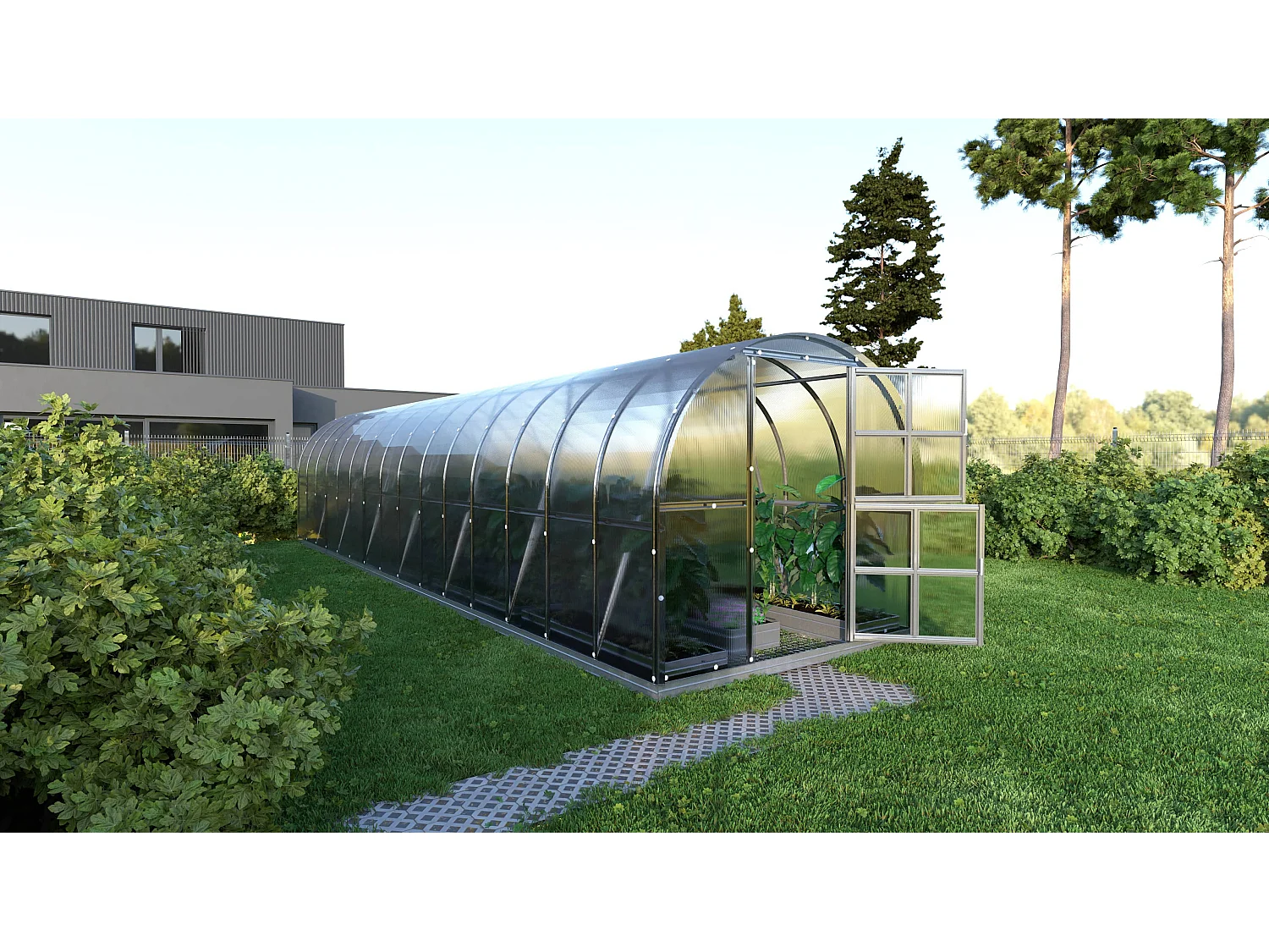 Klasika Greenhouses Arch KLASIKA Gewächshaus 36m² 3m x 12m Mit 6 mm Polycarbonatabdeckung