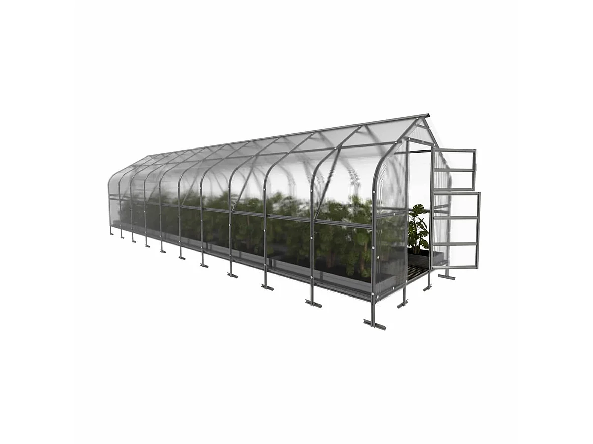 Klasika Greenhouses Drop KLASIKA Gewächshaus 25m² 2,5m x 10m Mit 6 mm Polycarbonatabdeckung