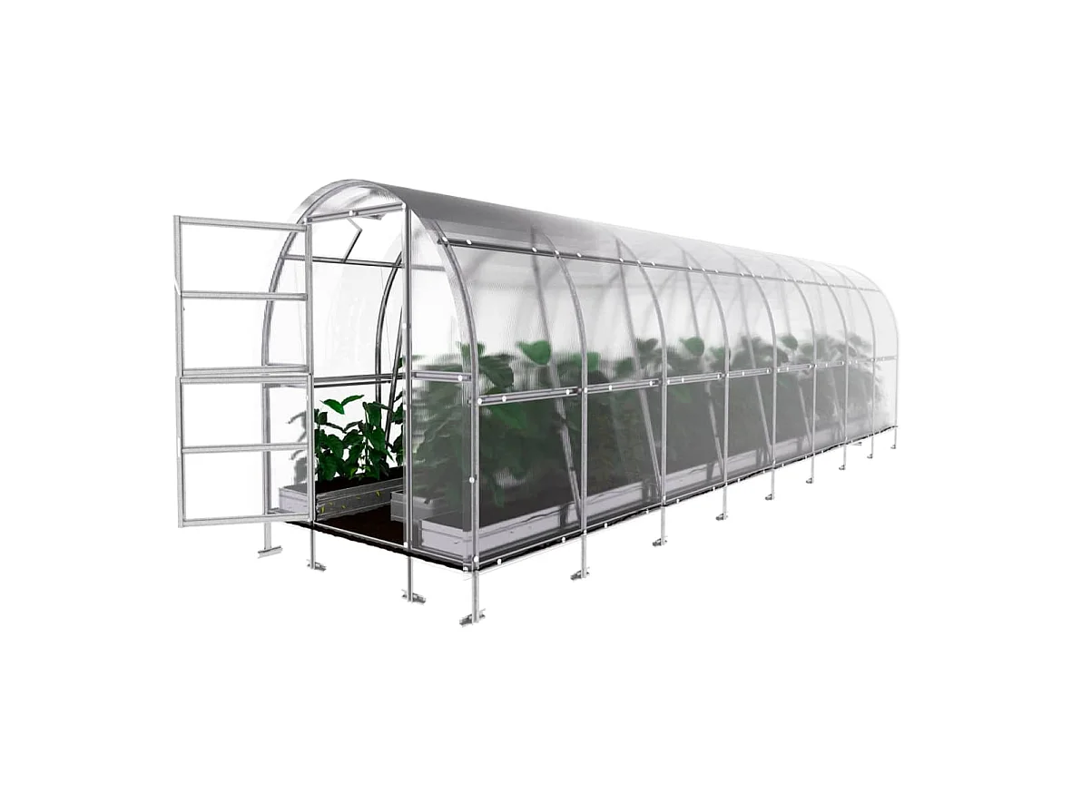 Klasika Greenhouses Slim KLASIKA Gewächshaus 16m² 2m x 8m Mit 6 mm Polycarbonatabdeckung