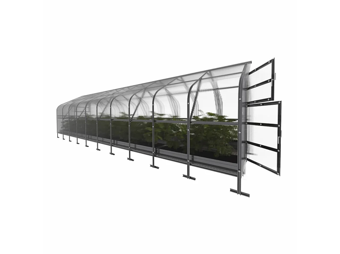 Klasika Greenhouses Drop KLASIKA Gewächshaus 30m² 2,5m x 12m Mit 4 mm Polycarbonatabdeckung