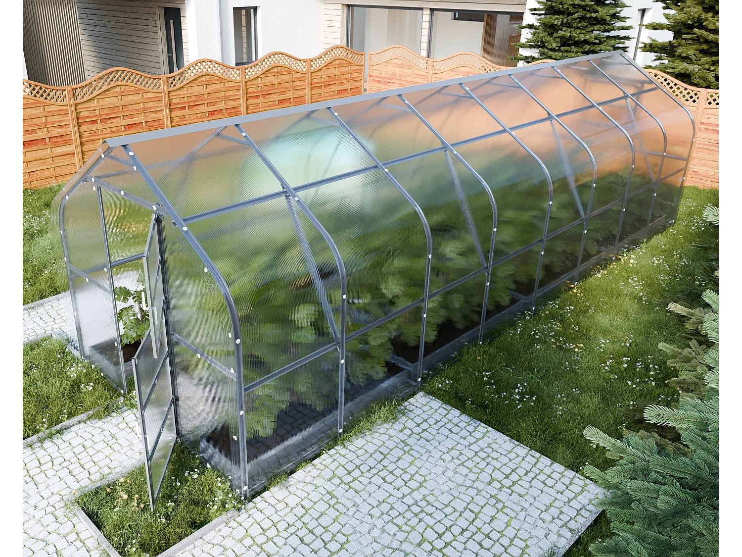 Klasika Greenhouses Drop KLASIKA Gewächshaus 20m² 2,5m x 8m Mit 6 mm Polycarbonatabdeckung