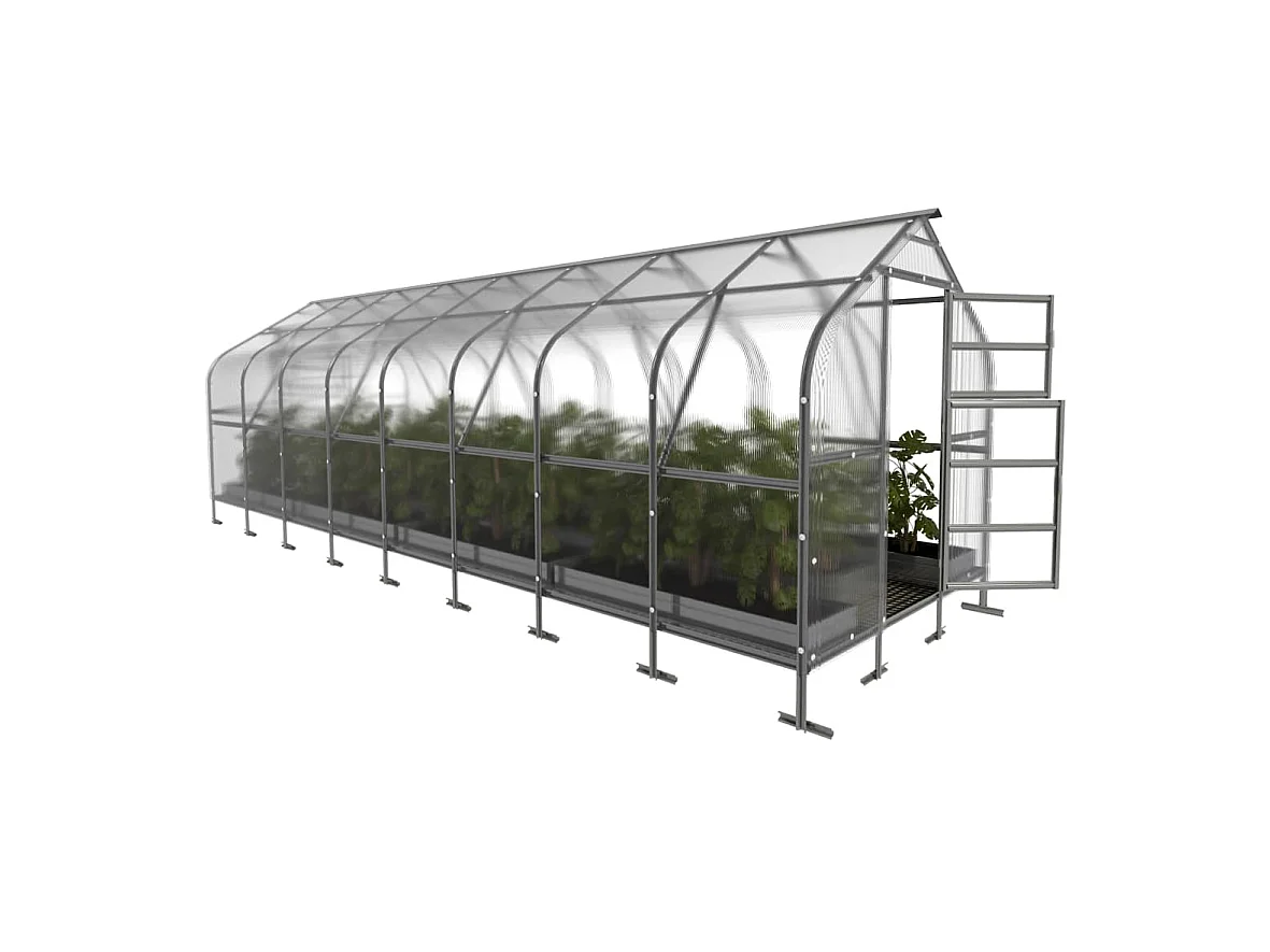 Klasika Greenhouses Drop KLASIKA Gewächshaus 20m² 2,5m x 8m Mit 6 mm Polycarbonatabdeckung