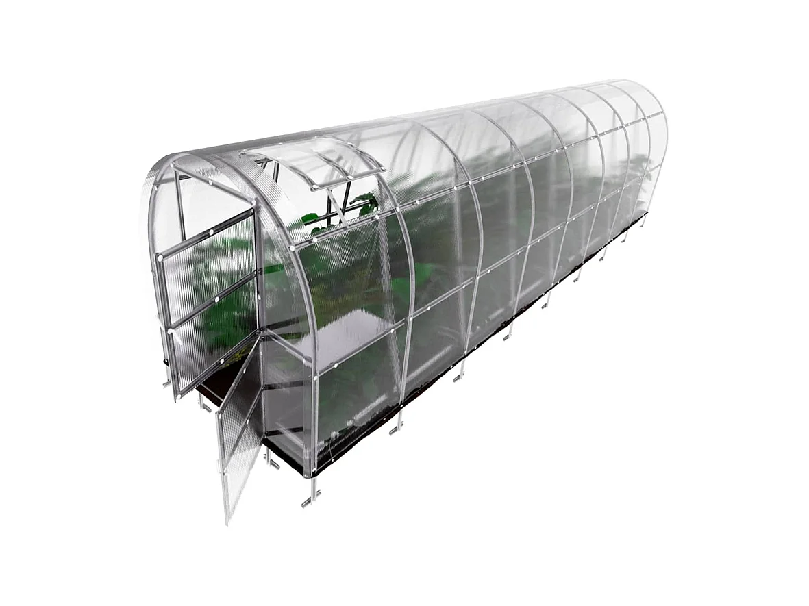 Klasika Greenhouses Slim KLASIKA Gewächshaus 16m² 2m x 8m Mit 4 mm Polycarbonatabdeckung