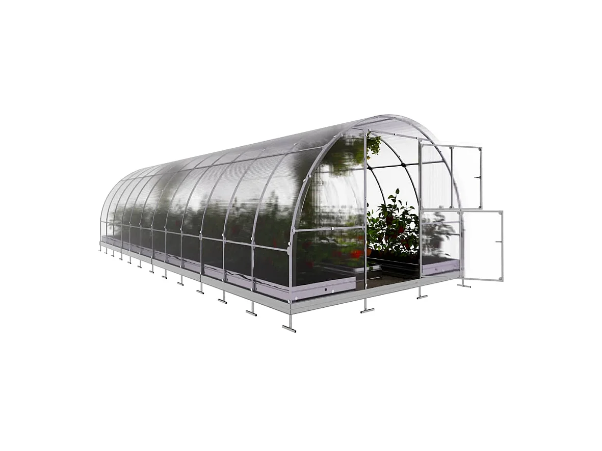 Klasika Greenhouses Tube KLASIKA Gewächshaus 24m² 3m x 8m Mit 6 mm Polycarbonatabdeckung