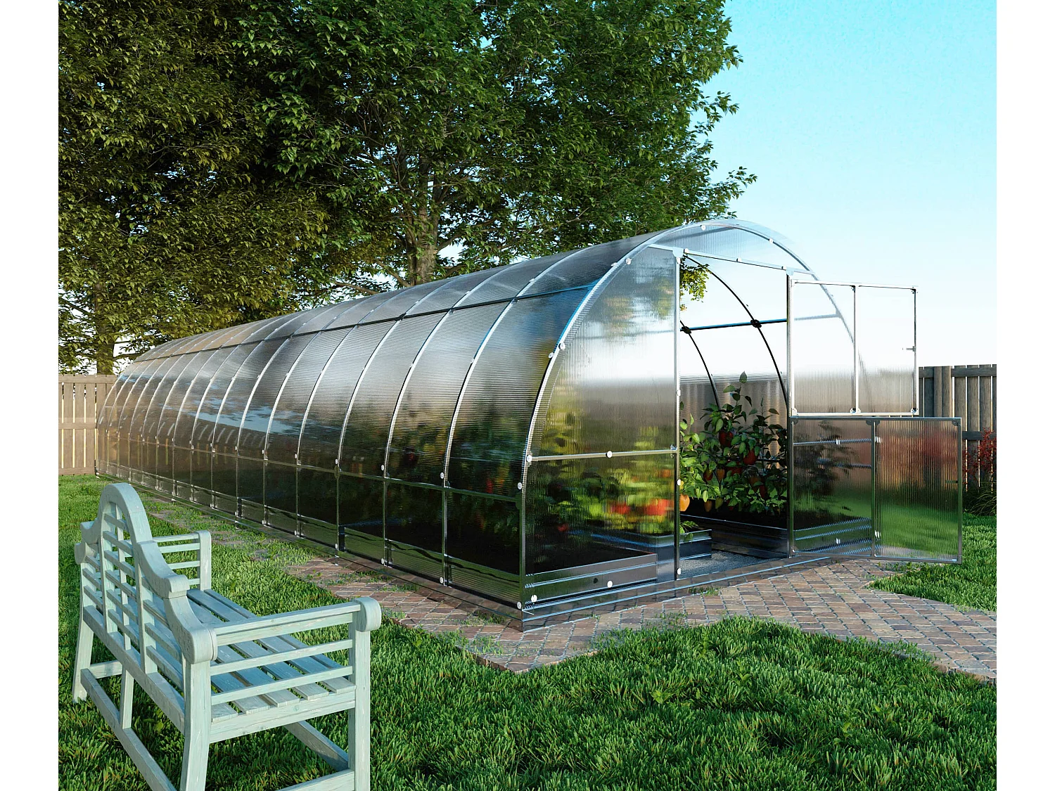 Klasika Greenhouses Tube KLASIKA Gewächshaus 30m² 3m x 10m Mit 6 mm Polycarbonatabdeckung