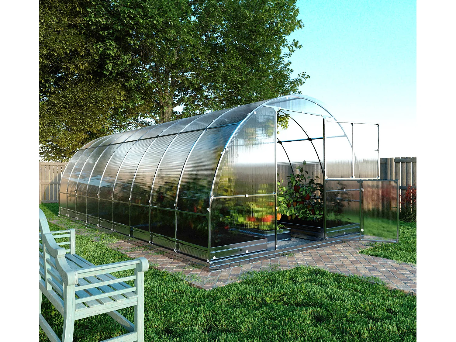 KLASIKA TUBE PREMIUM 3x6m Gewächshaus aus Polycarbonat mit automatischen Funktionen, 6mm Abdeckung und Bewässerungssystem