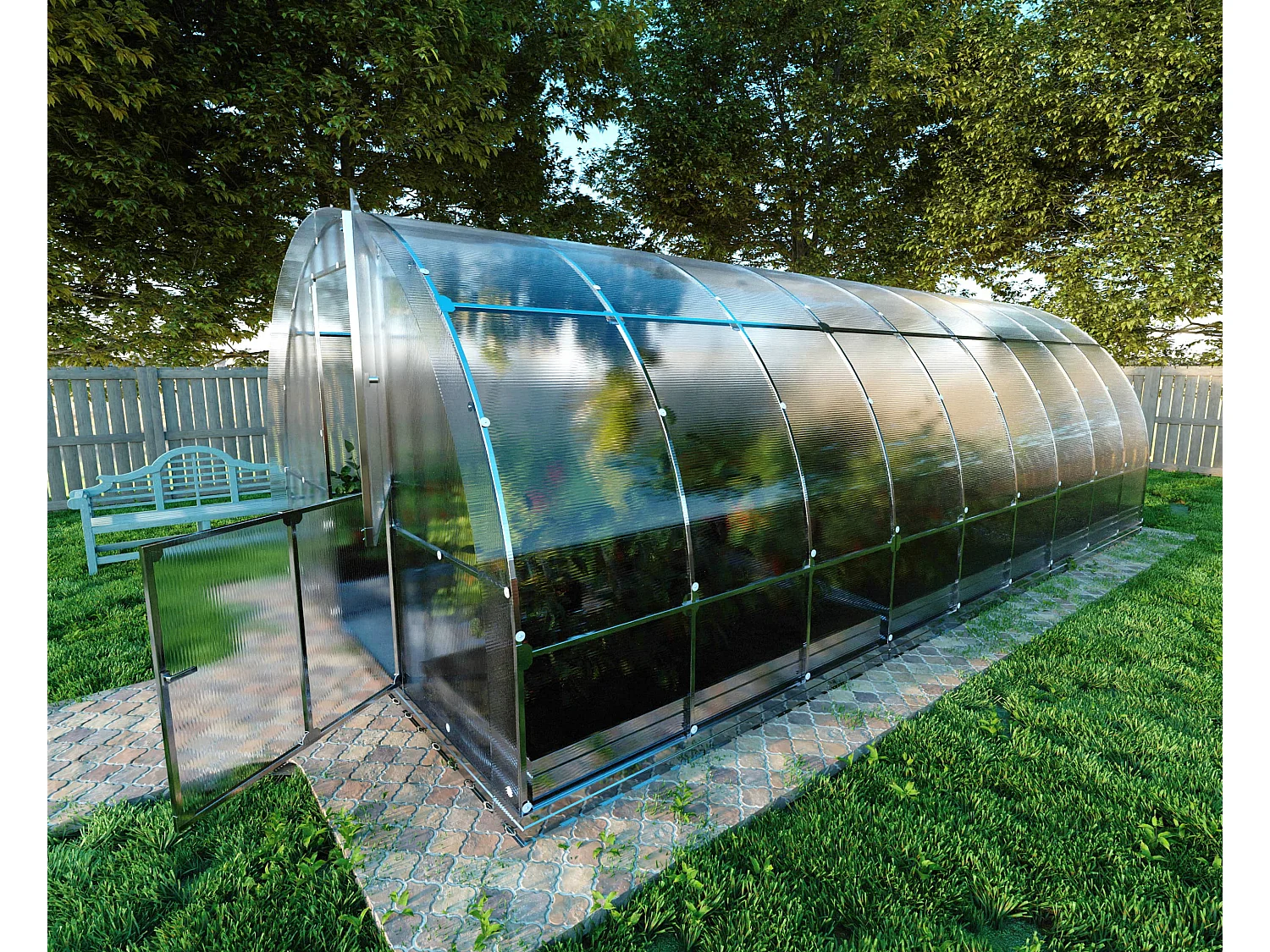 KLASIKA TUBE PREMIUM 3x6m Gewächshaus aus Polycarbonat mit automatischen Funktionen, 6mm Abdeckung und Bewässerungssystem