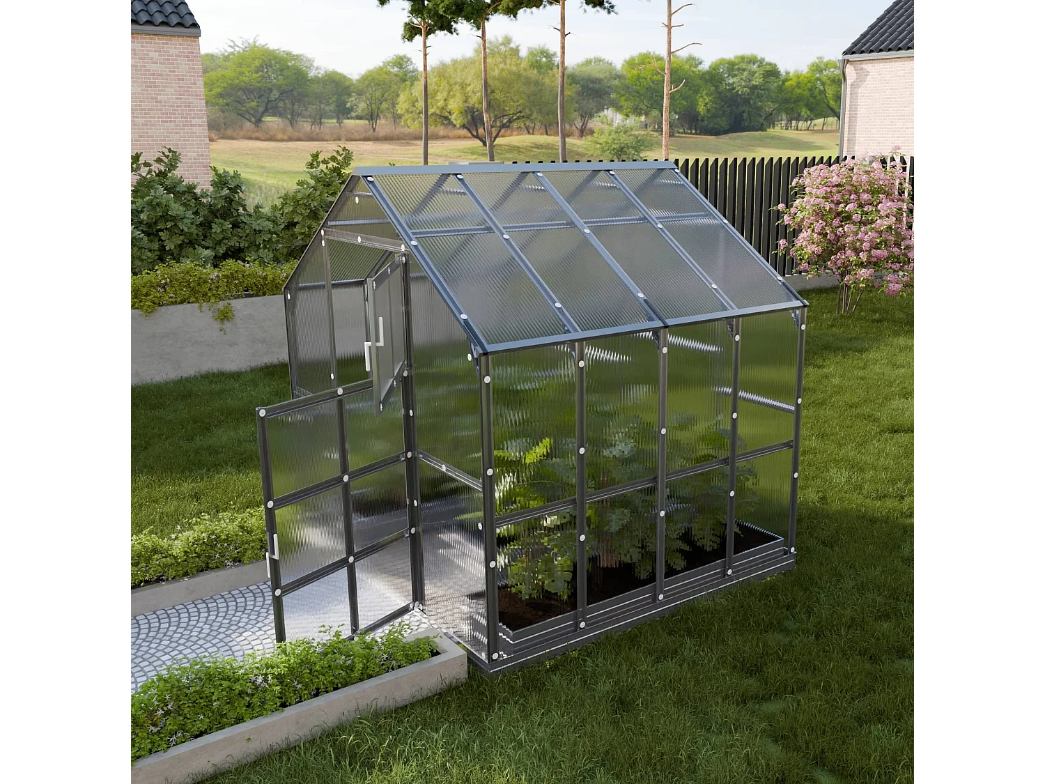 Klasika Greenhouses House KLASIKA Gewächshaus 4,98m² 2,35m x 2,12m Mit 6 mm Polycarbonatabdeckung