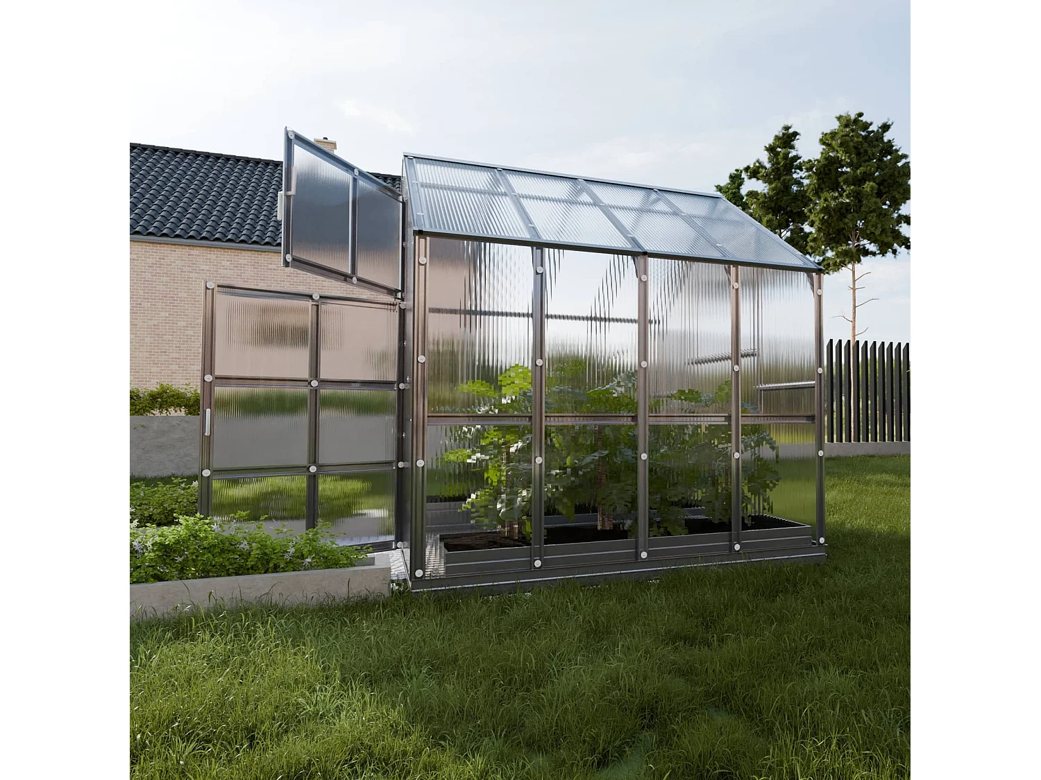 Klasika Greenhouses House KLASIKA Gewächshaus 4,98m² 2,35m x 2,12m Mit 6 mm Polycarbonatabdeckung