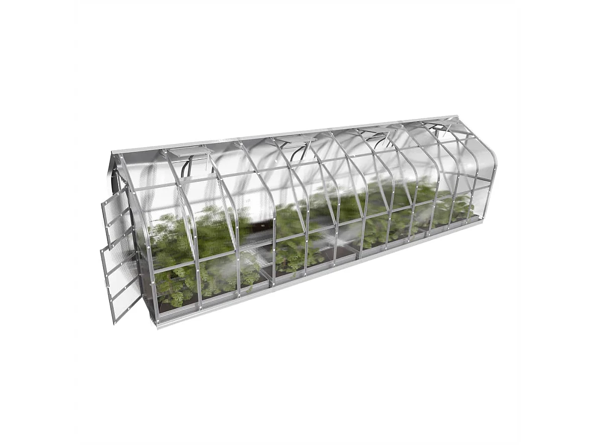 Klasika Greenhouses Standart KLASIKA Gewächshaus 20m² 2,5m x 8m Mit 4 mm Polycarbonatabdeckung & 4 Dachfensters