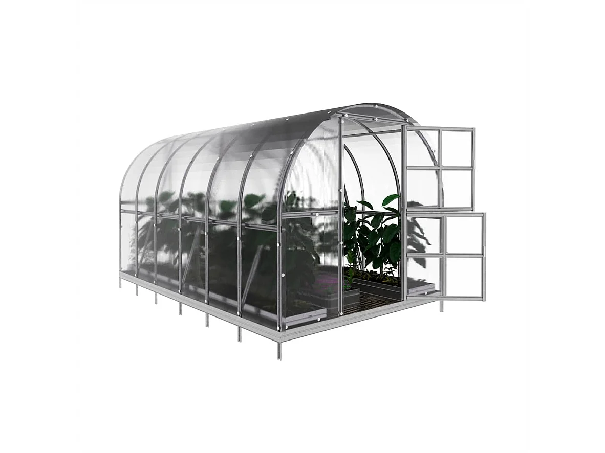 KLASIKA ARCH PREMIUM 3x4m Gewächshaus aus Polycarbonat in Grün mit Zubehör, Stahlrahmen, einfacher Aufbau