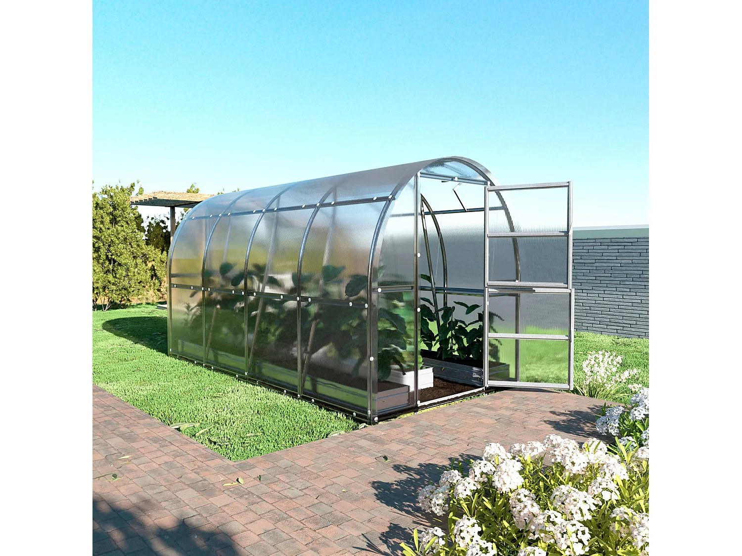 Klasika Greenhouses Slim KLASIKA Gewächshaus 8m² 2m x 4m Mit 4 mm Polycarbonatabdeckung