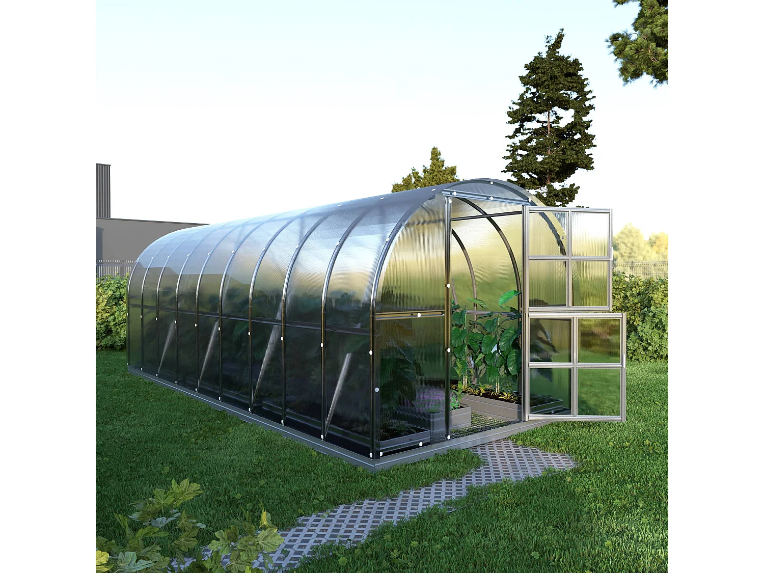 KLASIKA ARCH EXTRA 3 x 6 m Gewächshaus aus Polycarbonat mit Stahlrahmen und Zubehör