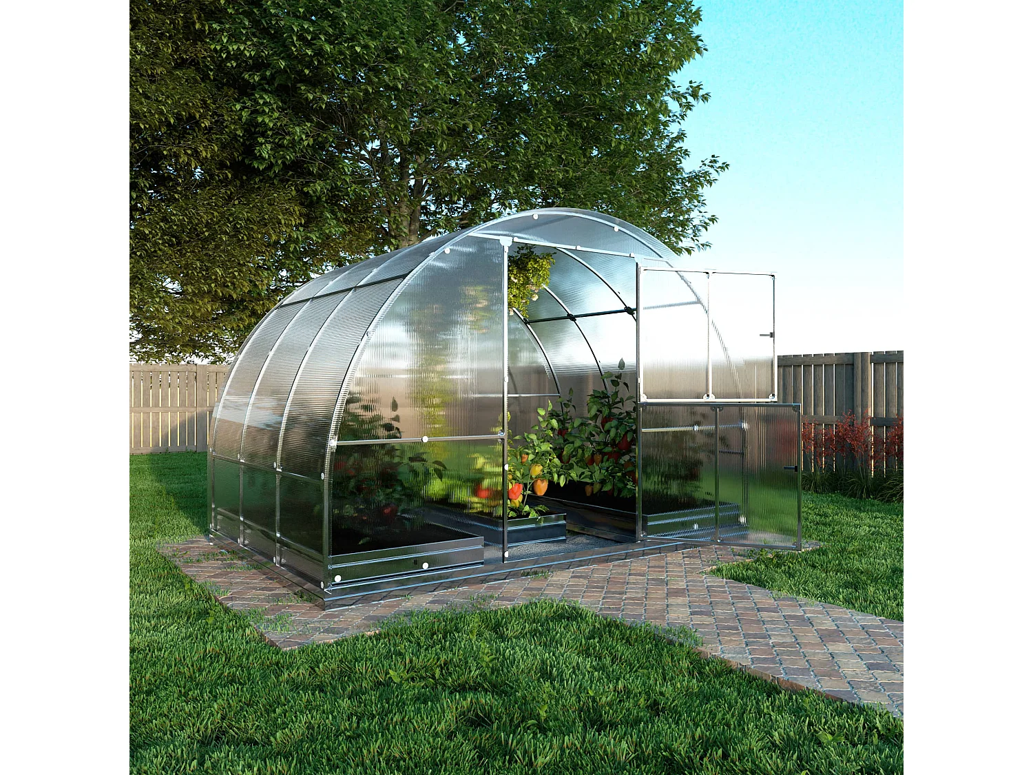 Klasika Greenhouses Tube KLASIKA Gewächshaus 6m² 3m x 2m Mit 6 mm Polycarbonatabdeckung