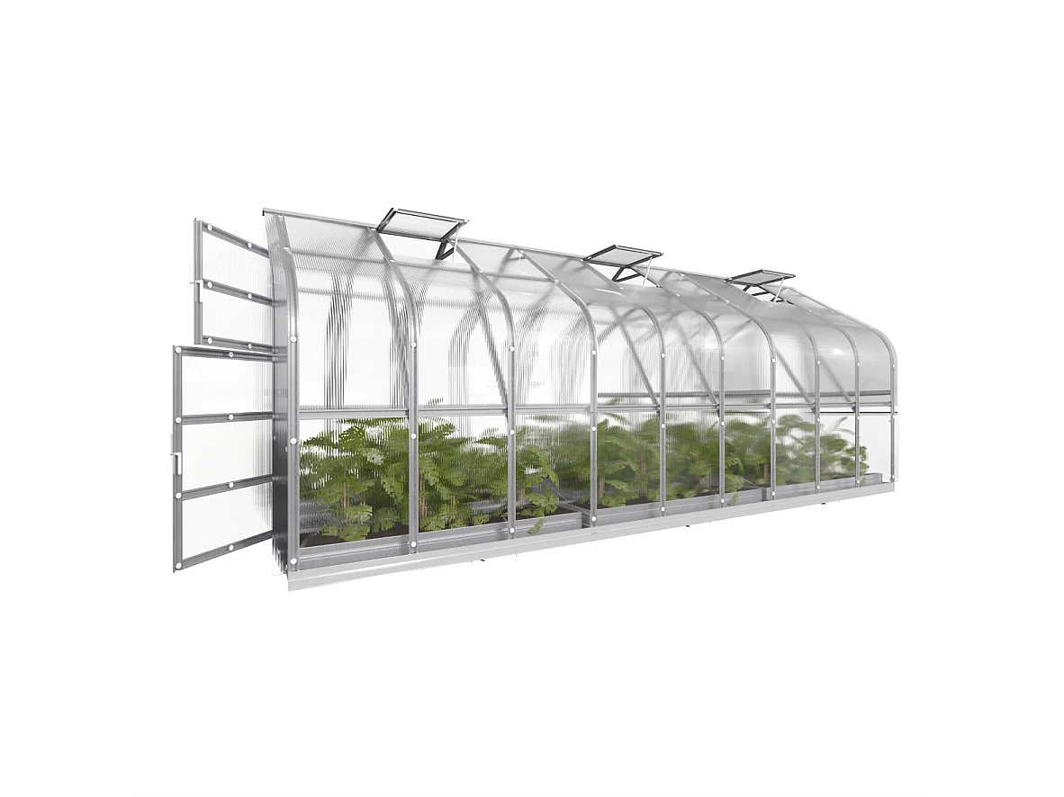 Klasika Greenhouses Standart KLASIKA Gewächshaus 15m² 2,5m x 6m Mit 6 mm Polycarbonatabdeckung & 3 Dachfensters