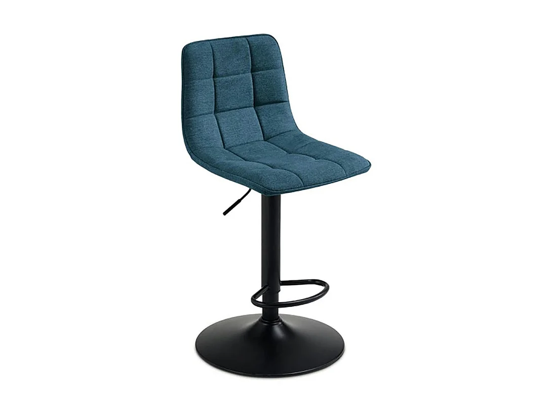 Tabouret de bar réglable tissu bleu damier (lot de 2) LORA